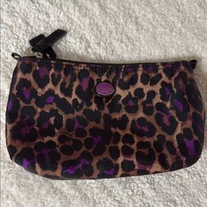 Coach Purple and Brown Leopard Print nylon Clutch